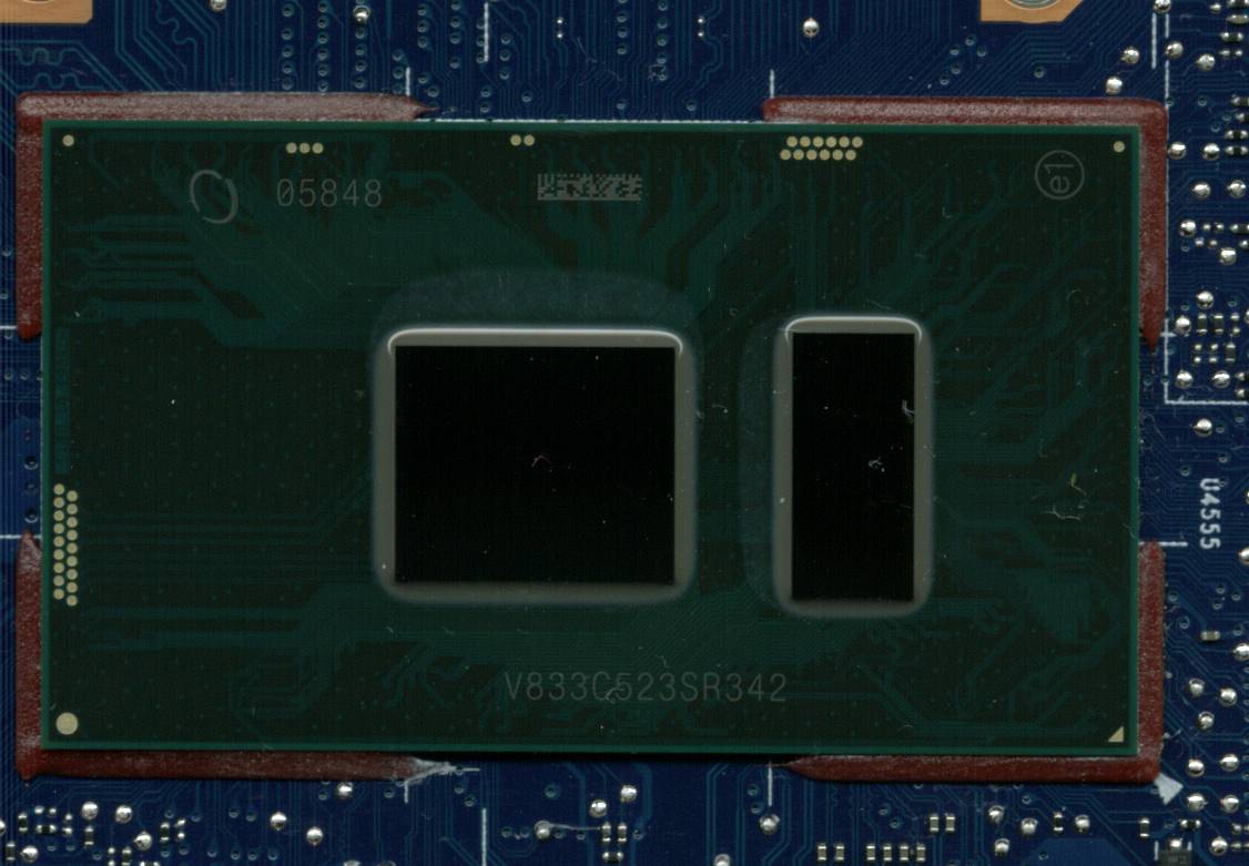 Intel Core i5-7200U laptop processor on a motherboard