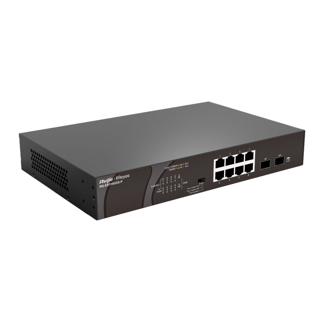 Ruijie Reyee RG-ES110GDS-P 8-Port 10/100/1000 Mbps PoE+ With 2-Port SFP Unmanaged Switch
