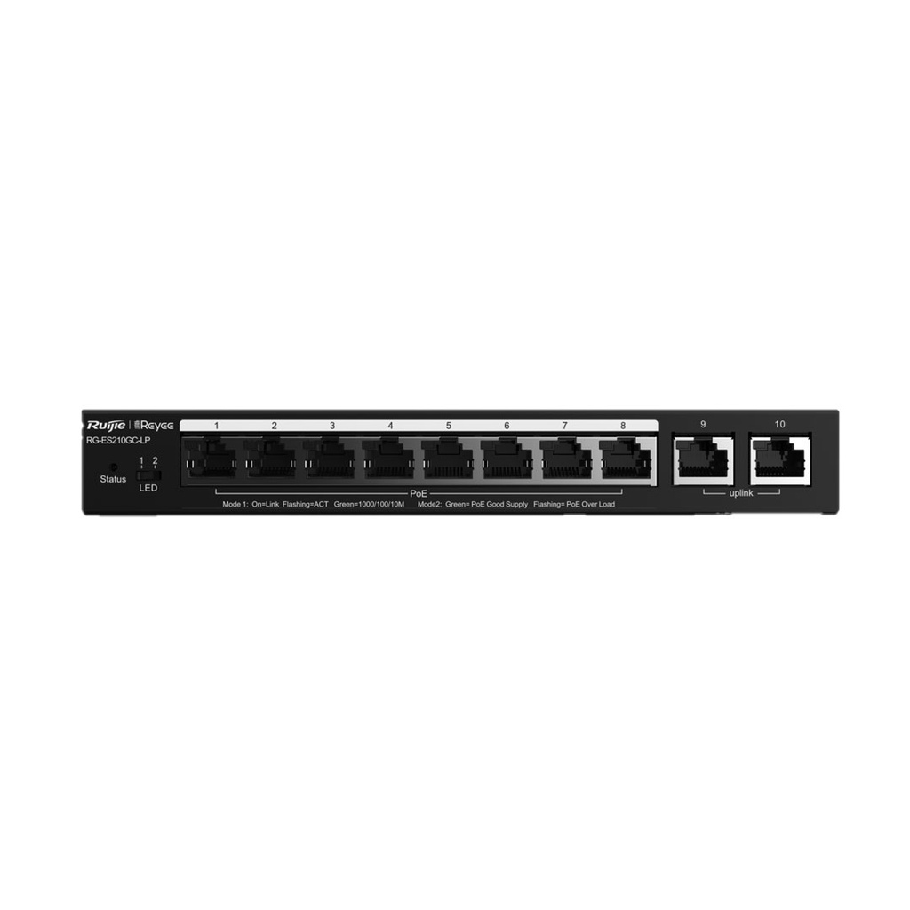 Ruijie Rayee RG-ES210GC-LP 10-Port Gigabit With 8 PoE+ Cloud Managed Switch