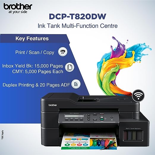 Brother DCP T820DW 3-in-1 Inkjet Color Printer