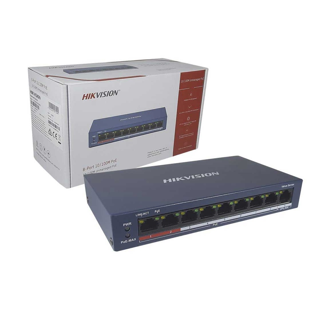 Hikvision Switch PoE 8 Ports 10/100M PoE DS-3E0109P-E /M (B) à prix pas  cher