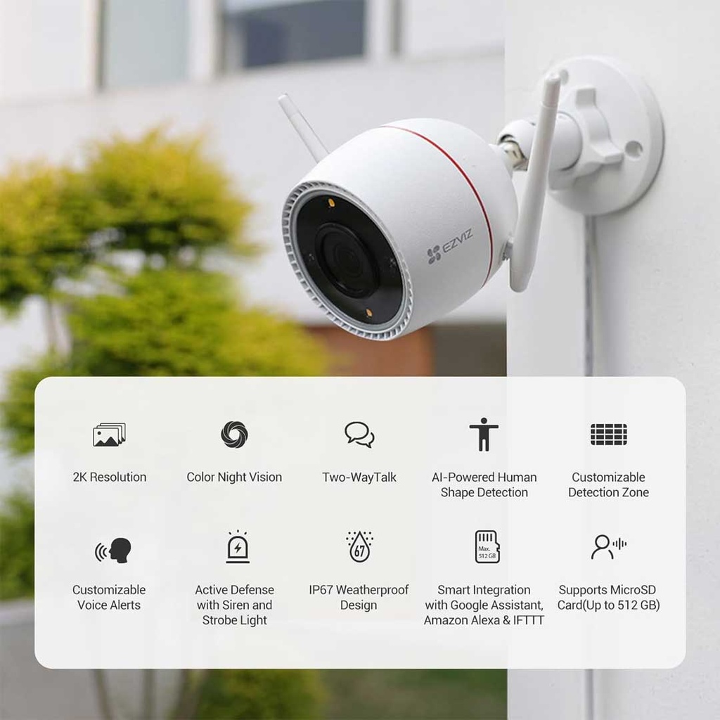 Ezviz H3C (CS-H3C-R100-1K3WKFL) 3MP Color Wi-Fi Smart Home Camera