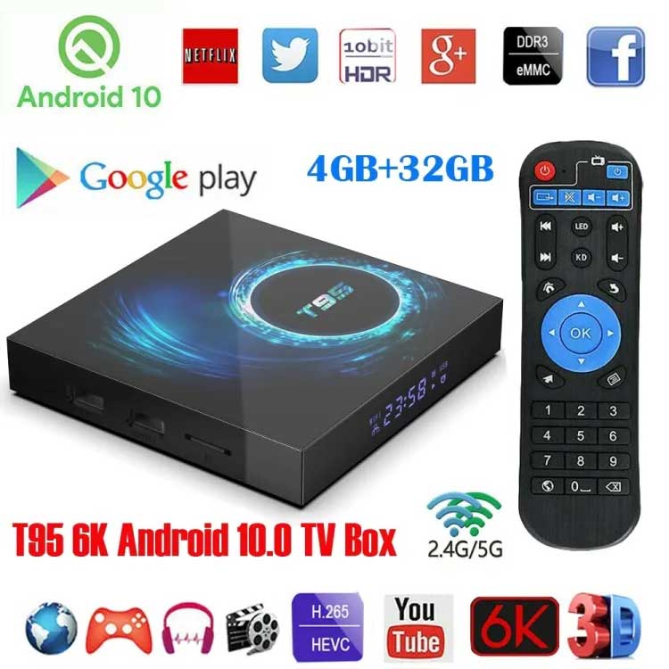 TV BOX ANDROID 10.0 GKGT95 RAM 4GB ROM 32GB BLUETOOTH WIFI ETHERNET HDMI USB