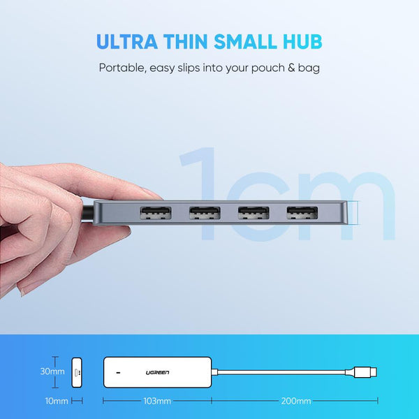 UGREEN 4-Port USB 3.0 Hub with USB-C Power Supply