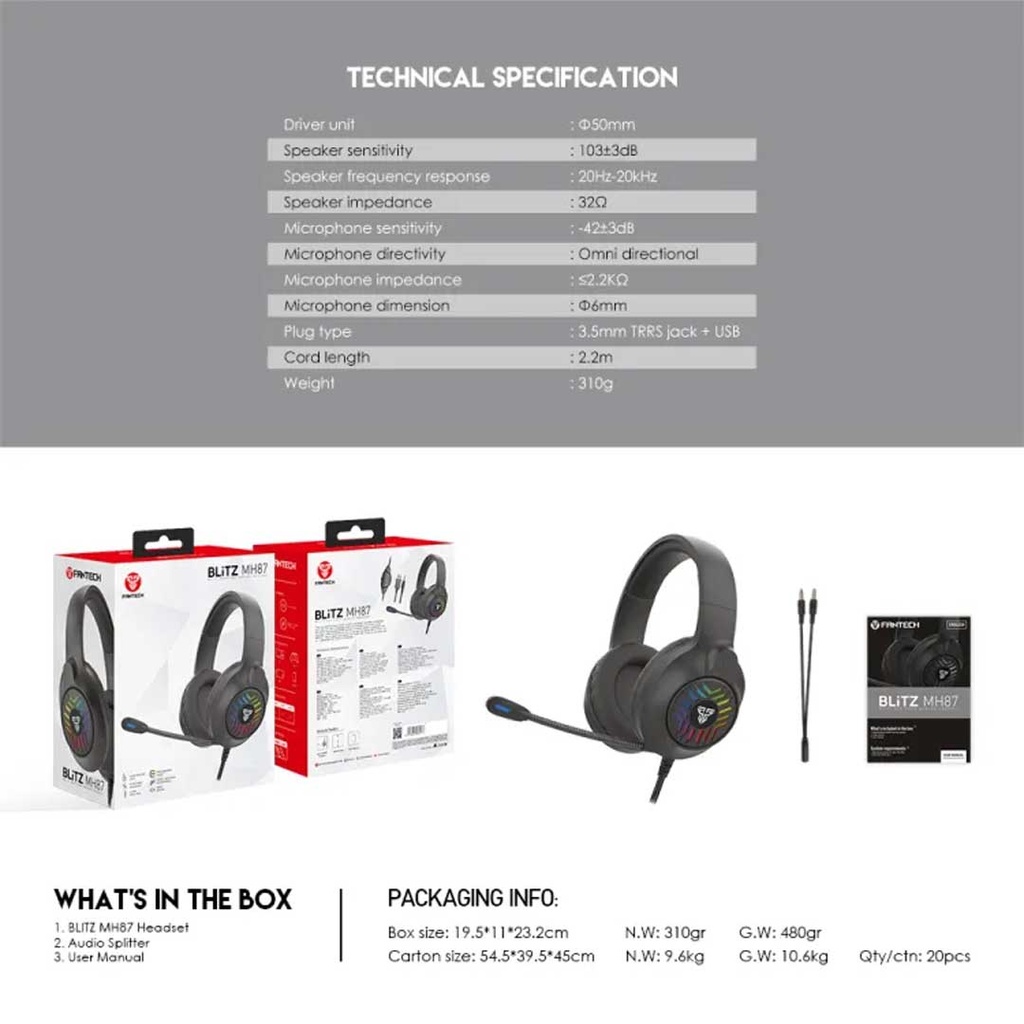 Fantech BLiTZ MH87 Multi Platform Gaming Headset