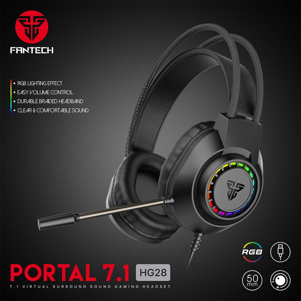 Fantech PORTAL 7.1 HG28 RGB Wired Black Gaming Headphone