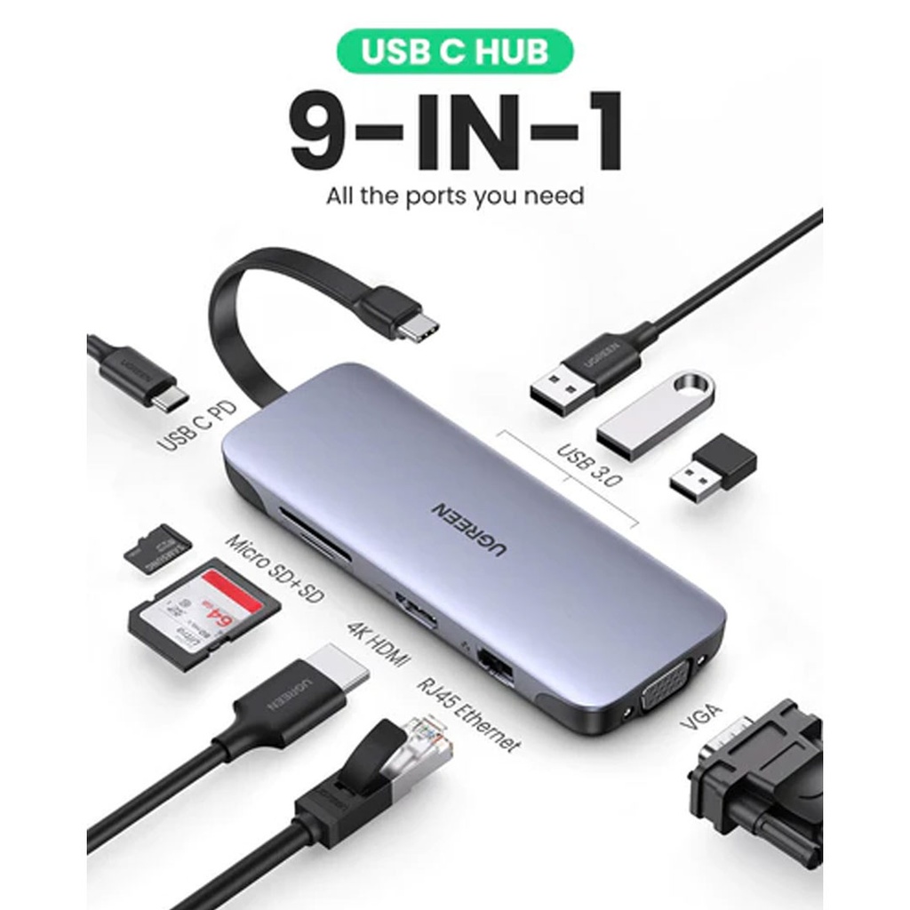 Ugreen CM498 9 in 1 USB -C Multifunction Adapter