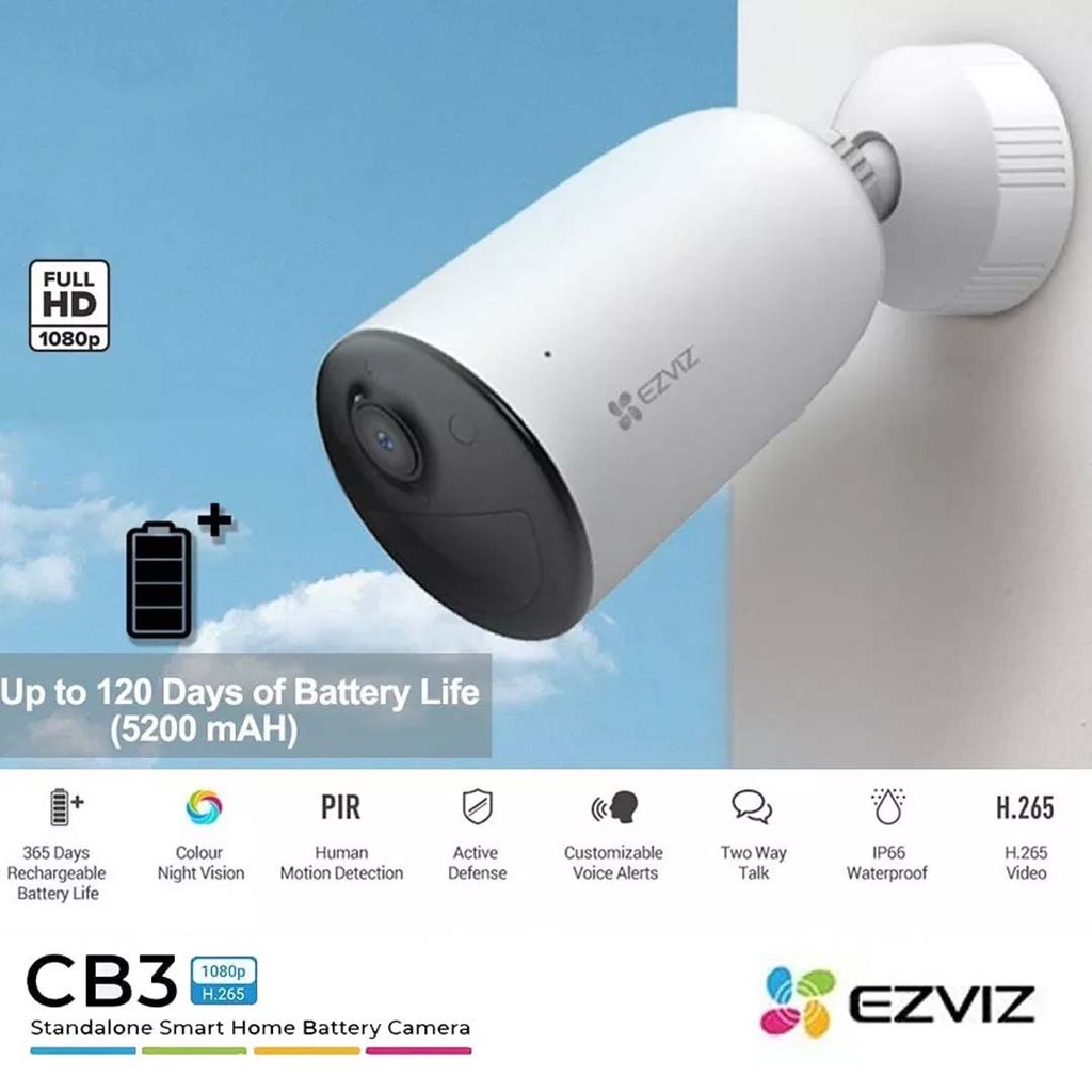 EZVIZ CB3 (CS-CB3) 1080P, Smart Home Battery Camera (120 Day)