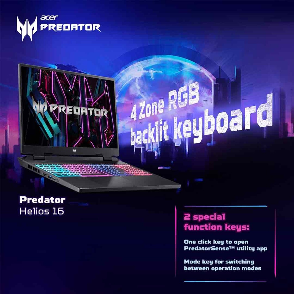 Acer Predator Helios Neo 16 (PHN16-71-75FC) I7-13700HX/16GB/1024GB SSD/8GB RTX 4060 DDR6/13th Gen/16" WQXGA IPS/165Hz/ Windows 11 Gaming Laptop