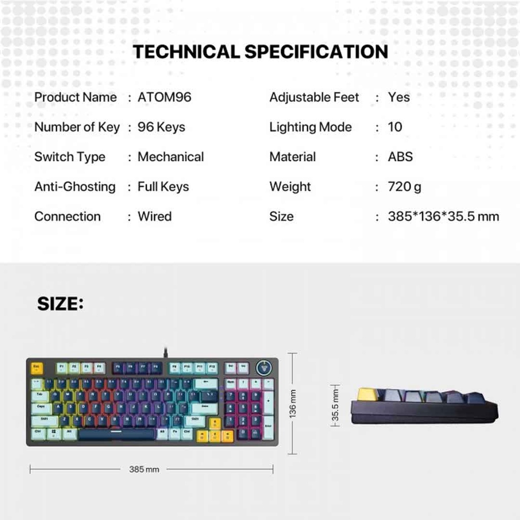 Fantech ATOM 96 Mk890v2v  Mechanical Keyboard