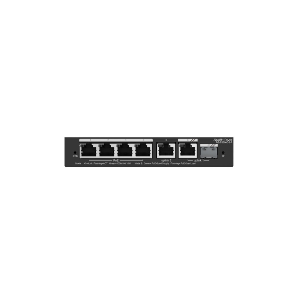 Ruijie Reyee RG-ES206GS-P 4-Port Gigabit 1Combo Gigabit SFP, 1Copper Gigabit Uplink Ports Cloud managed Switch