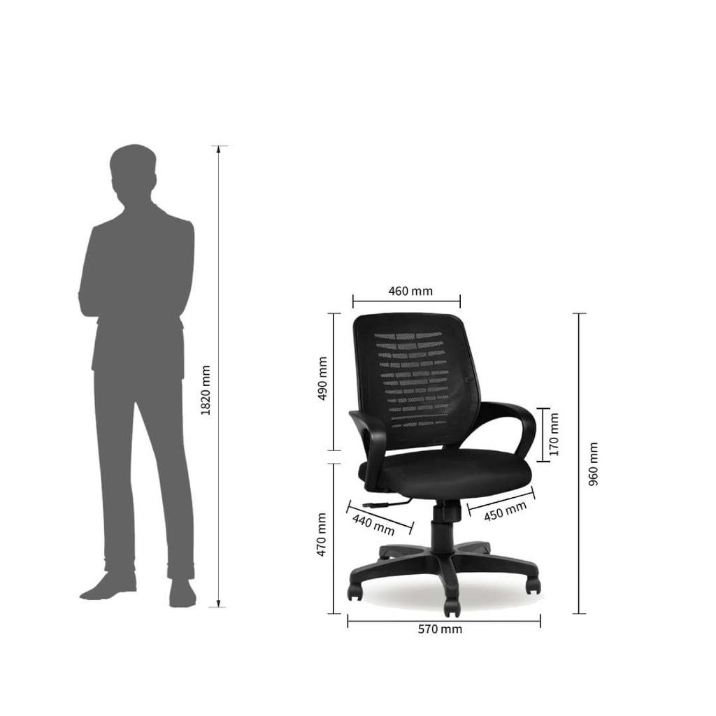 Modulus S 805-1211 Que Series Medium Mesh Back Fixed Arms Revolving Chair