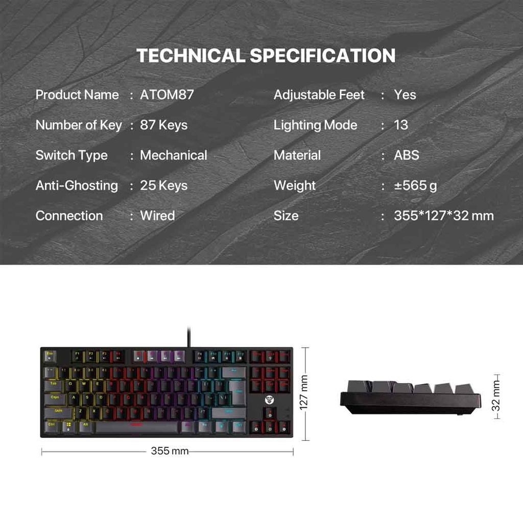 Fantech ATOM87 MK876v2 RGB Mechanical Keyboard