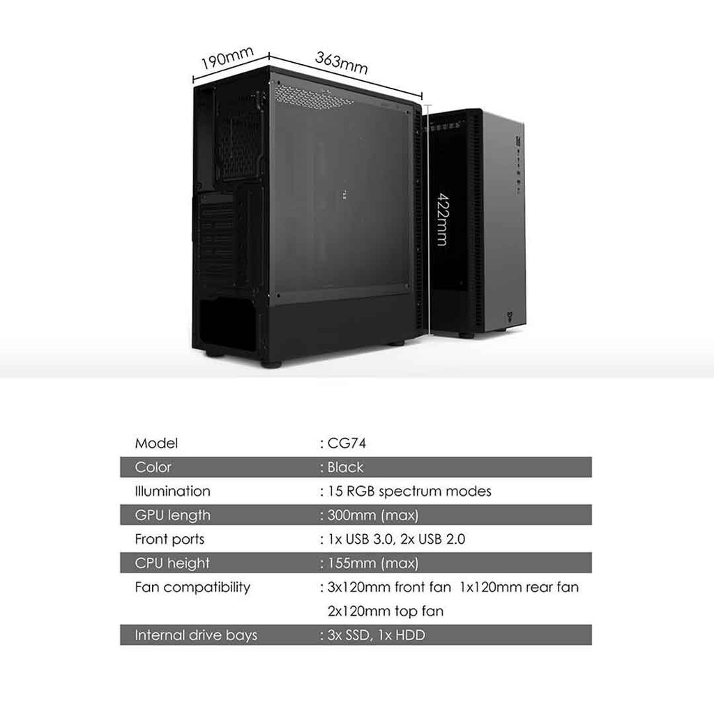 Fantech CG74 RGB Middle Tower Gaming Computer Case