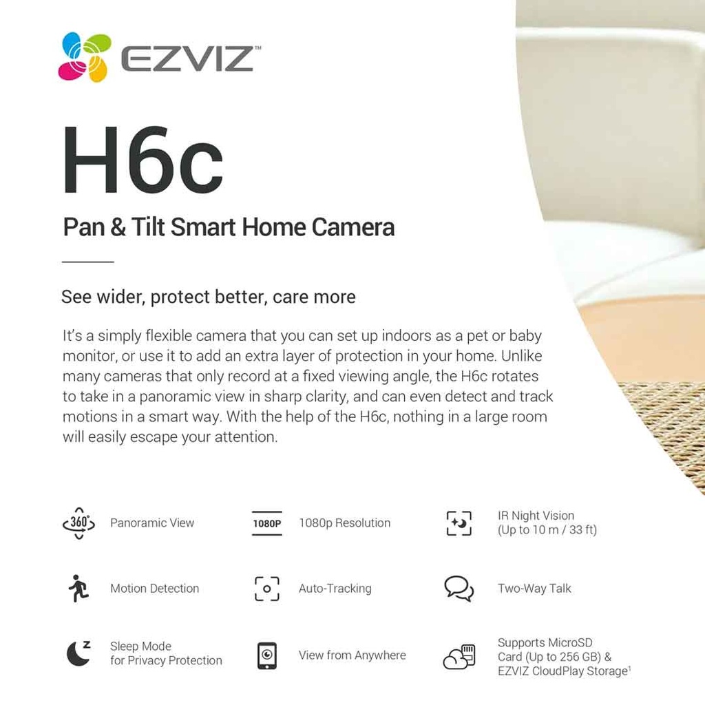 EZVIZ H6C (CS-H6C) 1080P Smart Panaromic View Camera