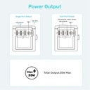 UNITEK P1121ABK01 35W Universal Travel Adapter with 2 USB-C PD & 3 USB-A Charging Ports