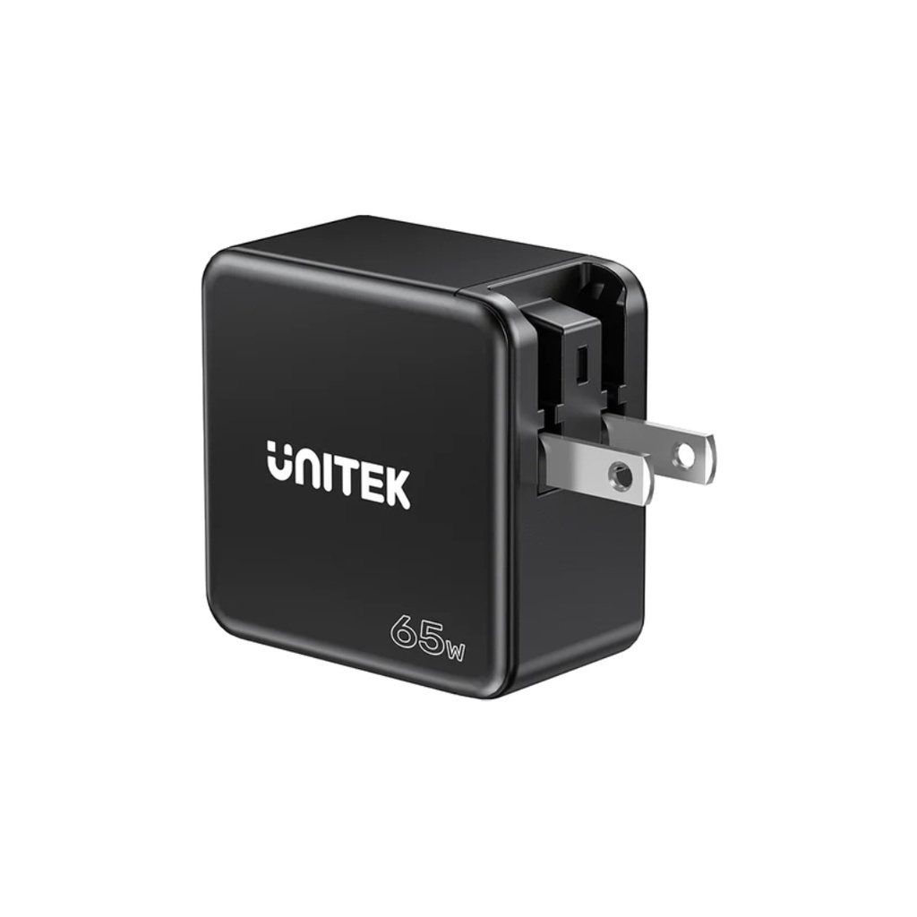 UNITEK P1117B 65W GaN Power Delivery Fast Travel Charger with Dual USB-C Power Delivery (PD) + USB-A QC3.0