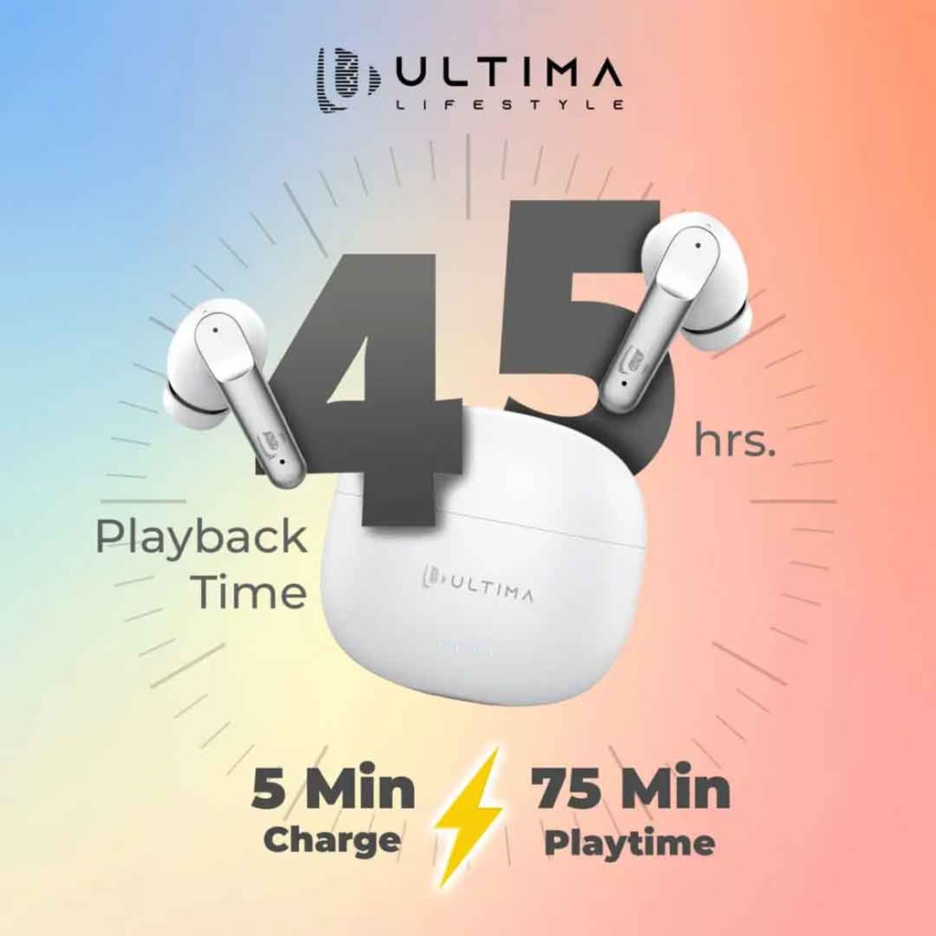 Ultima Atom 520 Pro Earbuds With 45Hrs Playback | ASAP Charging | 13MM Drivers | IPX5 Sweat Proof | ENC Noise Cancellation Wireless Earbuds