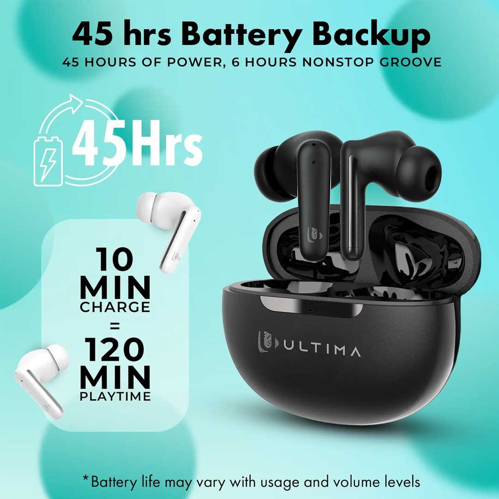 Ultima Boom 181 Wireless Earbuds With 45 Hours Combined Playtime | Active Noise  Cancellation