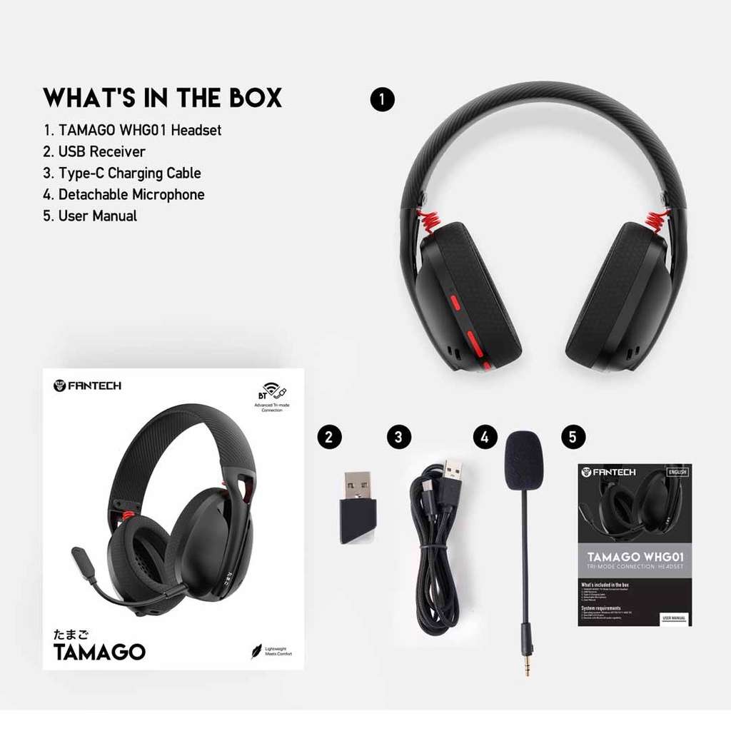 Fantech TAMAGO WHG01 Tri-Mode Wireless, Wired & Bluetooth Headset