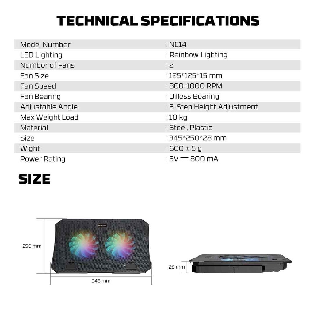 Fantech NC14 RGB Cooling Pad with Phone Holder