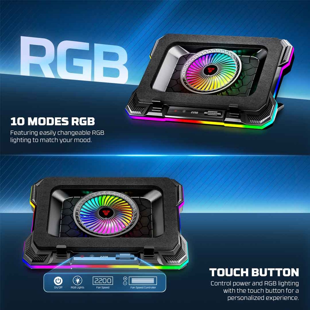 Fantech NC22 RGB Cooling Pad with Adjustable Fan Speed & Phone Holder