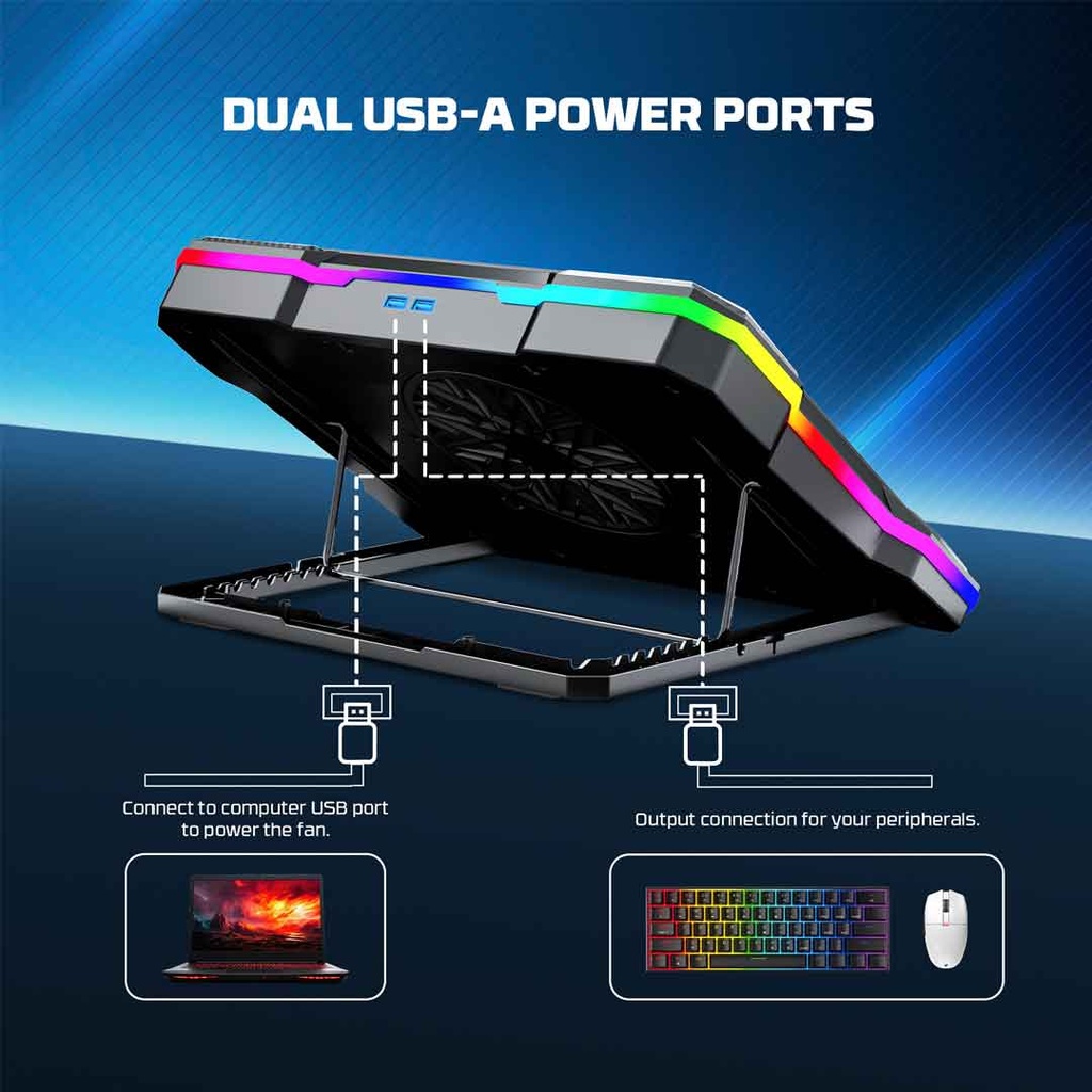 Fantech NC22 RGB Cooling Pad with Adjustable Fan Speed & Phone Holder