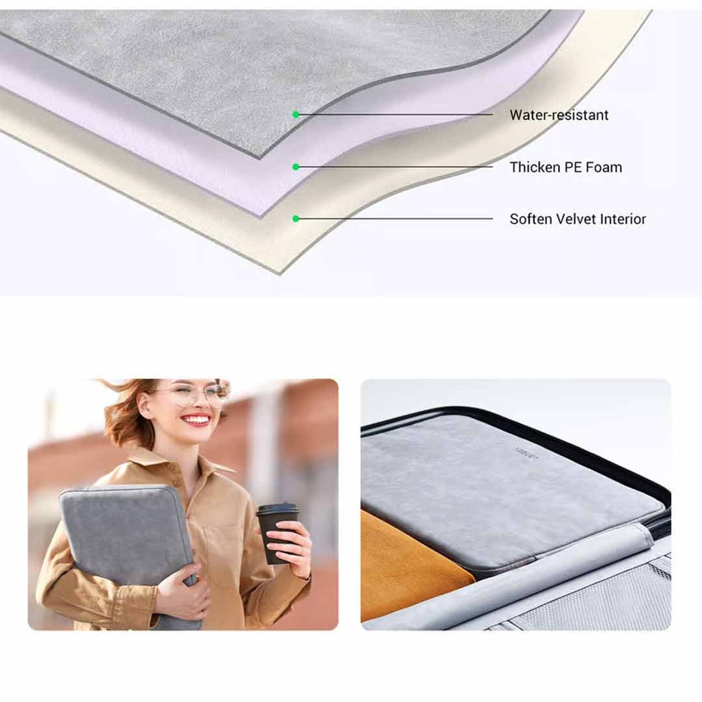 UGREEN LP187 Laptop Sleeve Case Storage Bag 13"-13.9" (Gray)