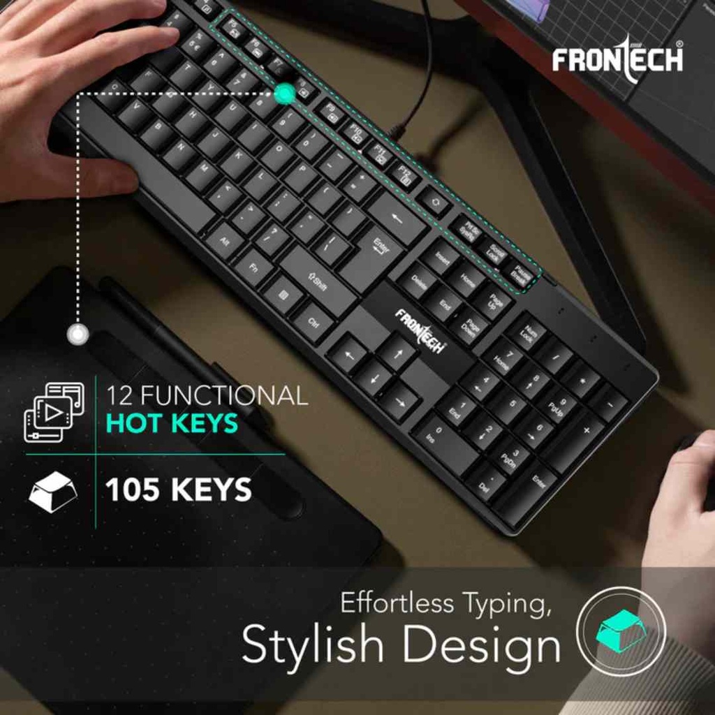 Frontech FT-1671 USB Wired Multimedia Keyboard ( Nepali + English)