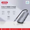 UNITEK D1051A uHUB P5 Trio 5-in-1 USB-C MST Hub with 2-Port HDMI, VGA, USB-A 5Gbps and PD 100W Power Delivery