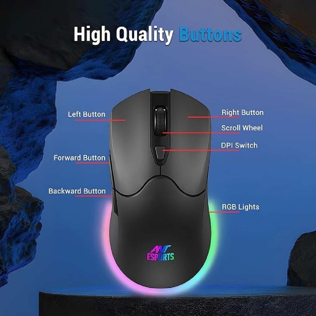Ant Esports KM500W Pro Wired Gaming Backlit Keyboard Mouse Combo with Type-C Adapter