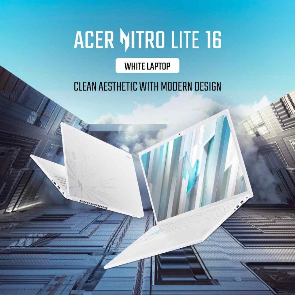 Acer Nitro Lite 16 (NL16-71G-55JR) i5-13420H | 16GB RAM | 512GB SSD | 6GB GDDR6 RTX 3050 Graphics | 13th Gen | 16" WQXGA IPS 165Hz Display | Windows 11 Gaming Laptop | Pearl White | 2 Years Warranty