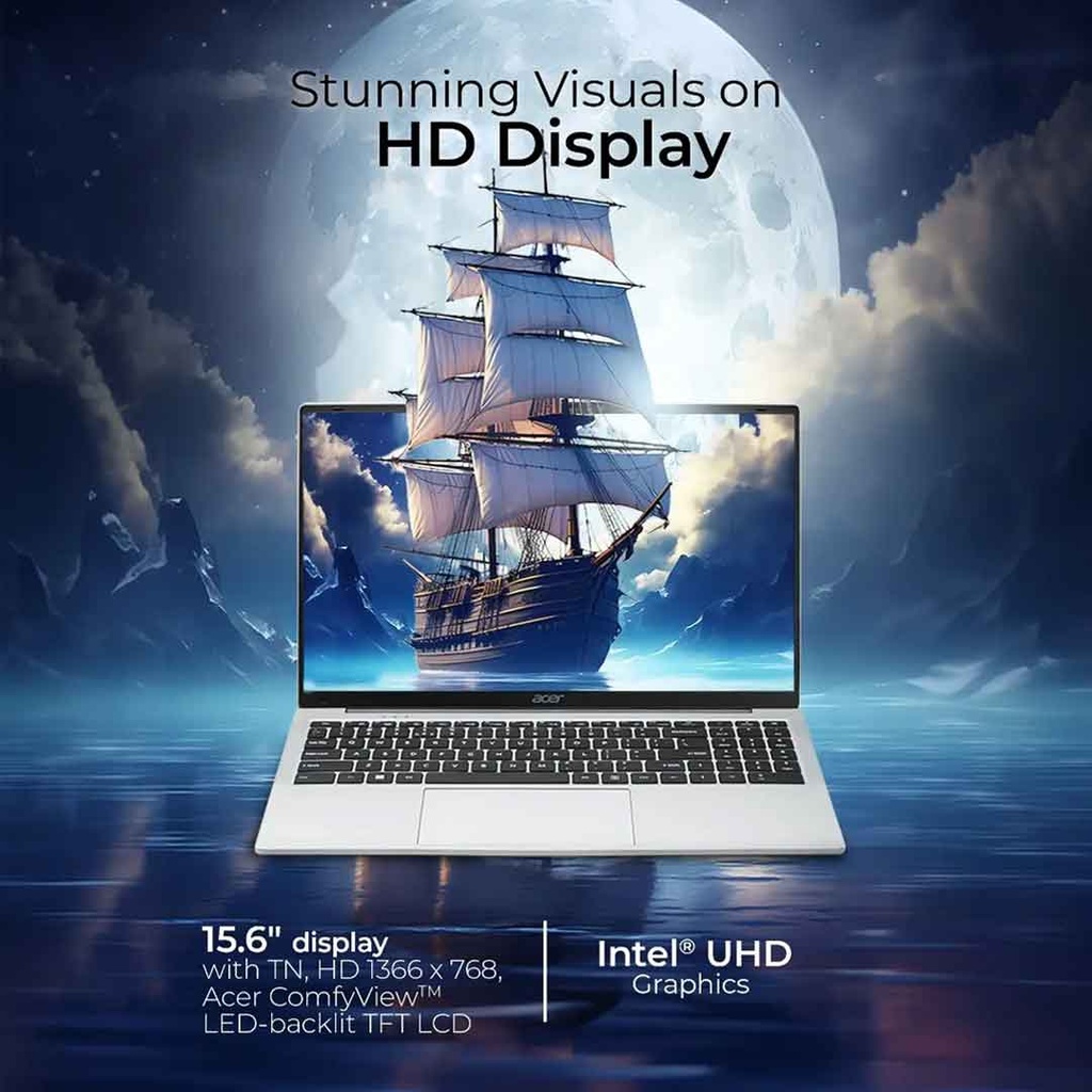 Acer Aspire 3 A325-45 Intel® Celeron N 4500 | 8GB RAM | 256GB SSD | Intel(R) Graphics | 15.6" FHD Display | Silver | 1 Year Warranty
