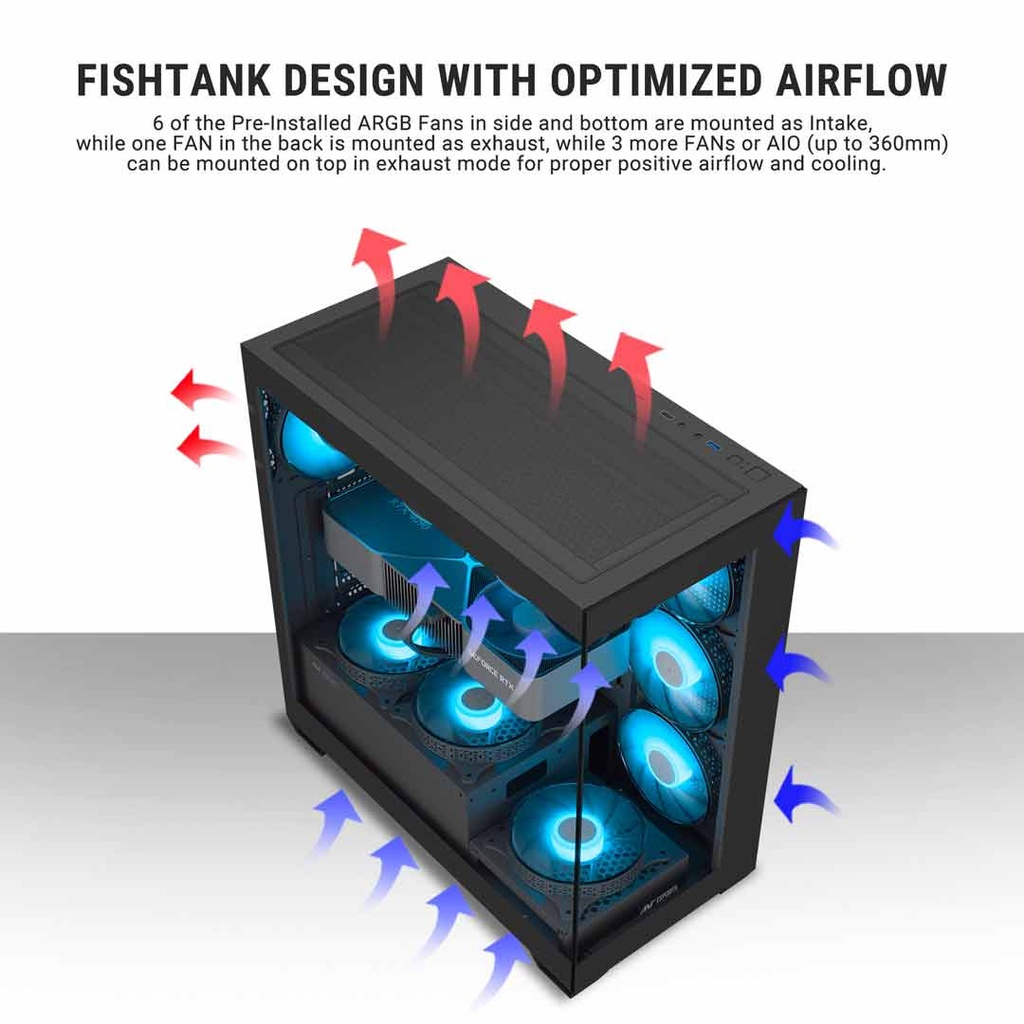 ANT Esports Crystal X7 ARGB (ATX) Mid Tower Gaming Case