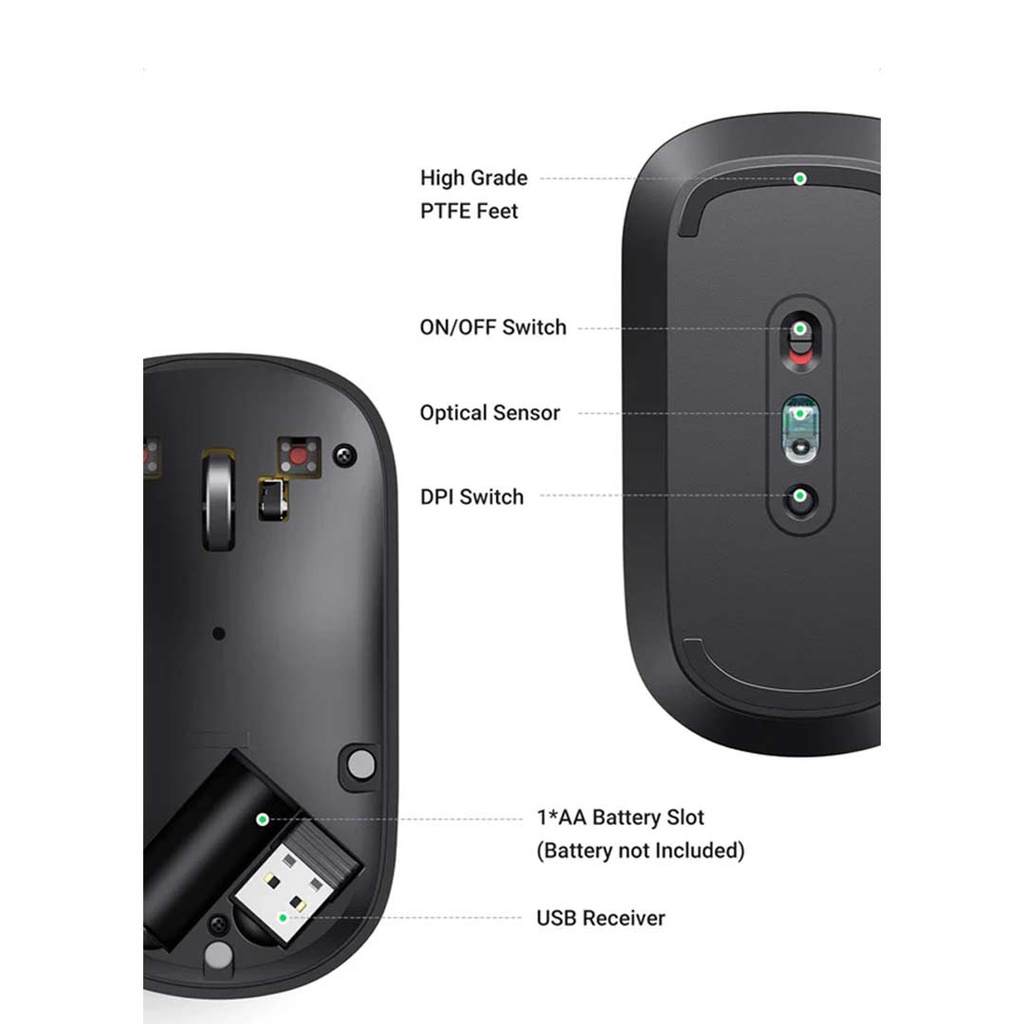 UGREEN MU001 Portable Wireless Mouse (90372)