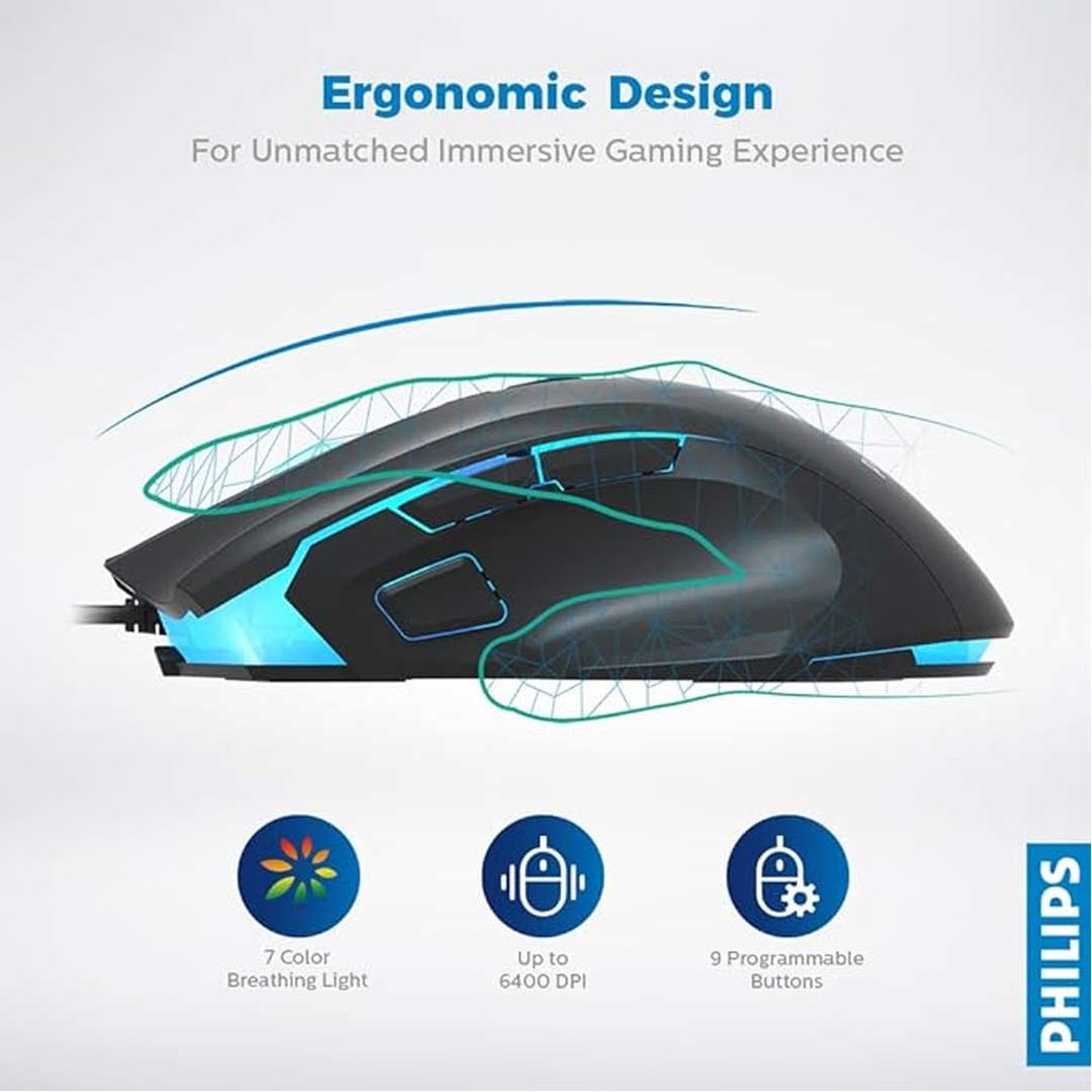 Philips SPK9201B Momentum Wired Gaming Mouse