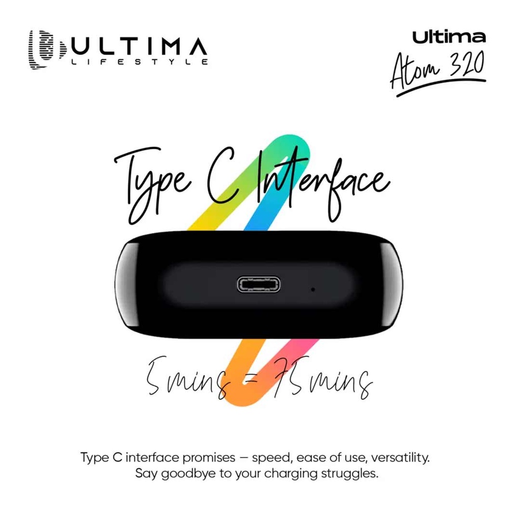 Ultima Atom 320 Earbuds | 18Hrs Playtime | Beast Mode (60ms) | IPX5 Water Resistant l ASAP Charge | Bluetooth v5.3 | Wireless Earbuds