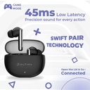 Ultima Boom 311 Earbuds | 45Hrs Playtime | Game Mode (45ms) | IPX4 Water Resistant l Multiple EQ | Wireless Earbuds