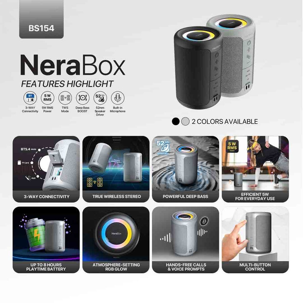 Fantech NeraBox BS154 Bluetooth 5.4  Portable Wireless Speaker