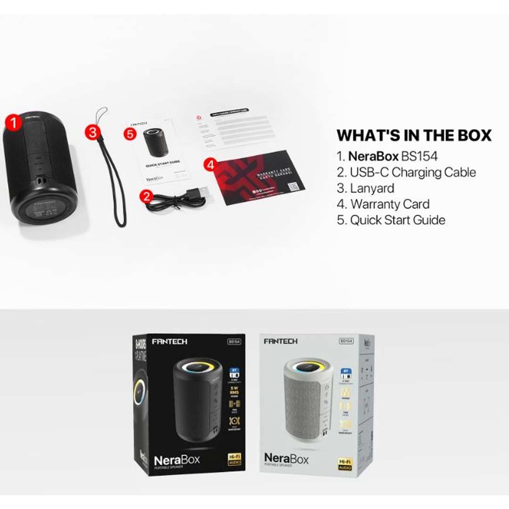 Fantech NeraBox BS154 Bluetooth 5.4  Portable Wireless Speaker