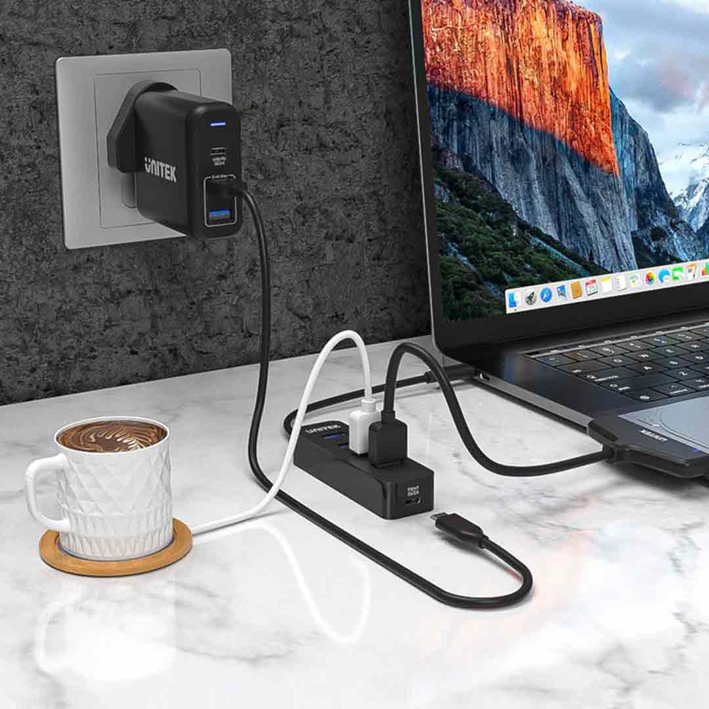 UNITEK H1117B uHUB Q4 4-Port USB-C to USB-A 5Gbps Hub With Optional USB-C Power
