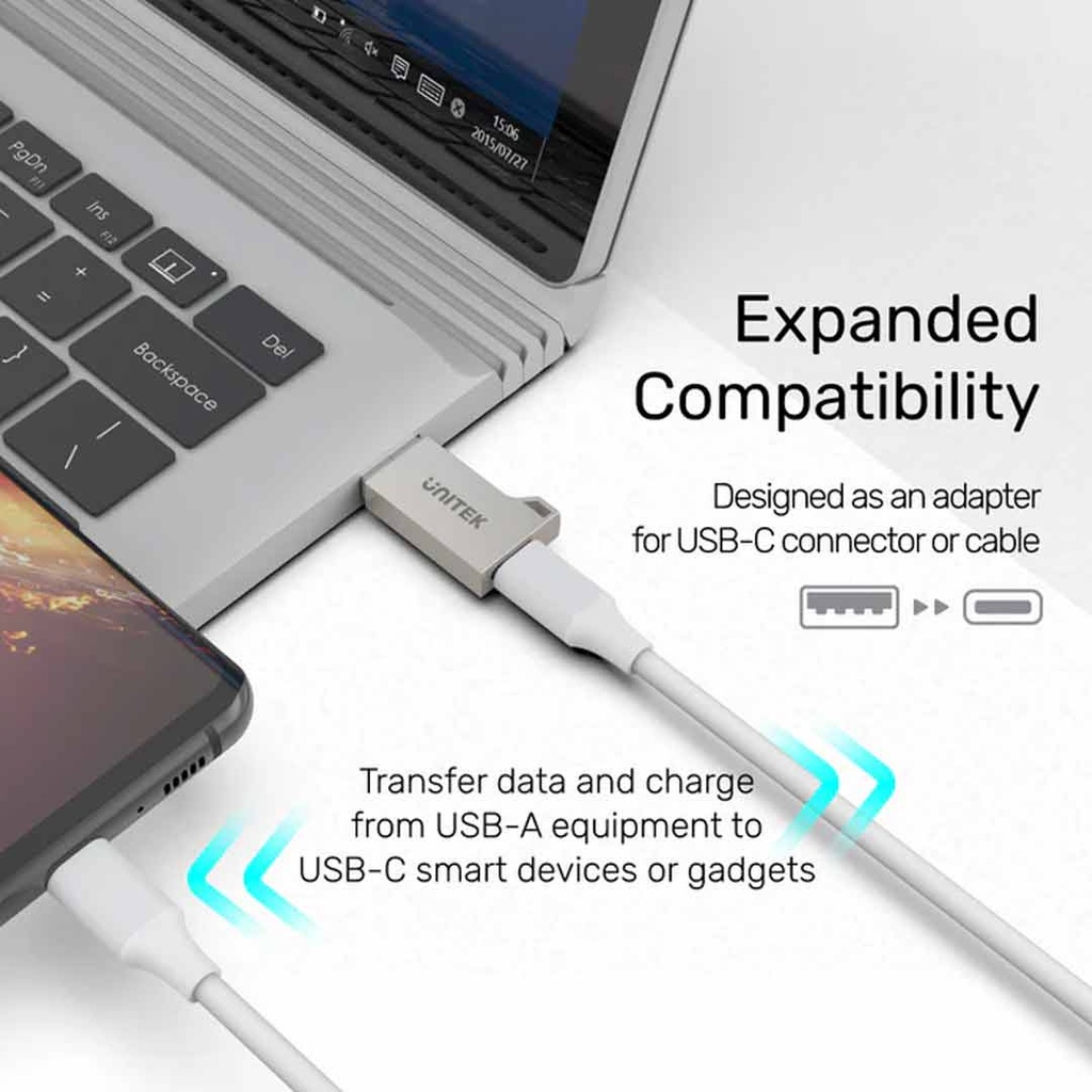 UNITEK A1034NI USB-A to USB-C Ultra-Tiny Zinc Adapter