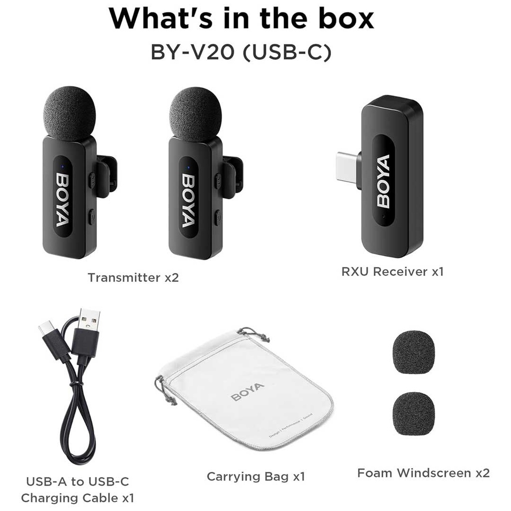 BOYA BY-V20 Dual 2.4 GHz Type-C Wireless Microphone