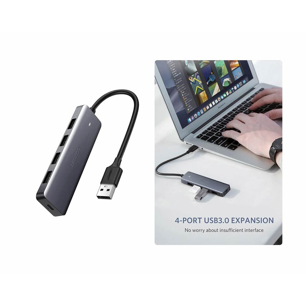 UGREEN 4-Port USB 3.0 Hub with USB-C Power Supply