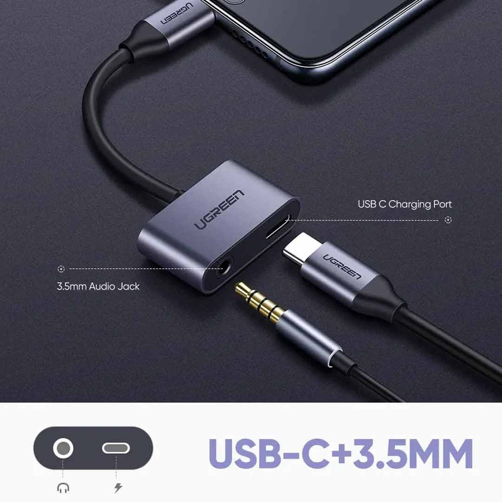 UGREEN Type-C to 3.5mm Audio + Type-C Adapter