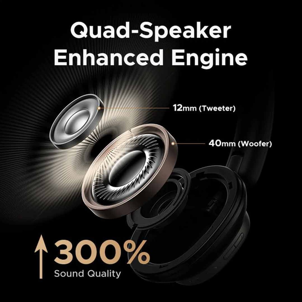 UGREEN Studio Pro Hybrid Active Noise-Cancelling Headphone Black