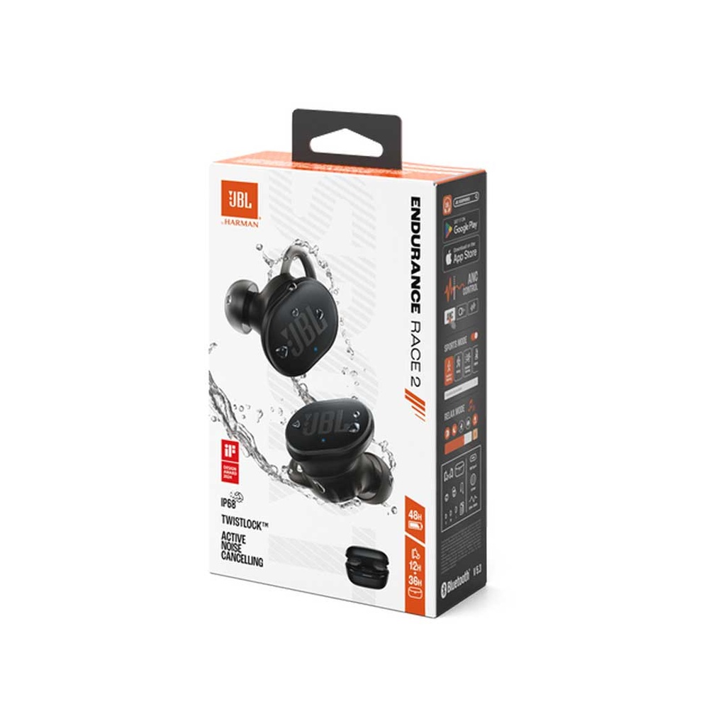 JBL Endurance Race 2 Wireless Earbuds IP68 Waterproof and Dustproof Active Noise Cancelling and Smart Ambient