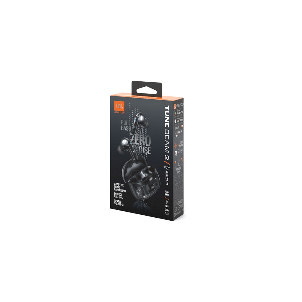 JBL Tune Beam 2 Ghost Earbuds | 48Hrs Playtime | IP54 Dust & Water Resistant l Adaptive Noise Cancelling | Multi-point Connection | Wireless Earbuds