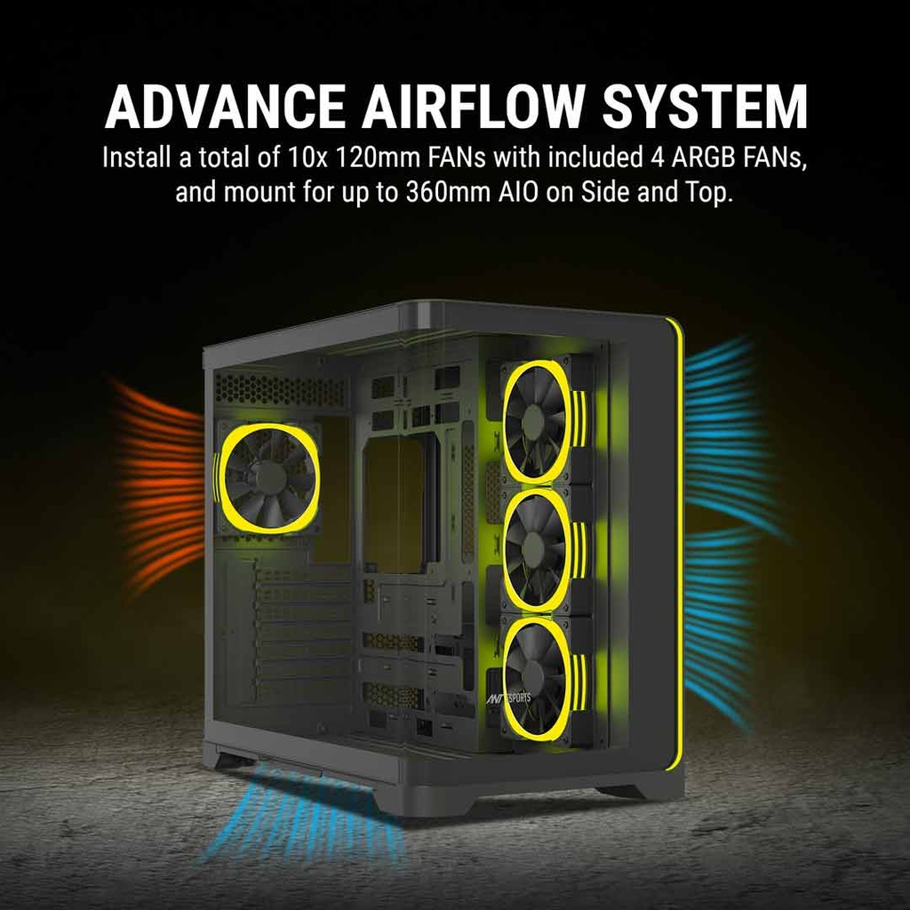ANT Esports Crystal ARC Mid Tower Gaming Case (ATX)