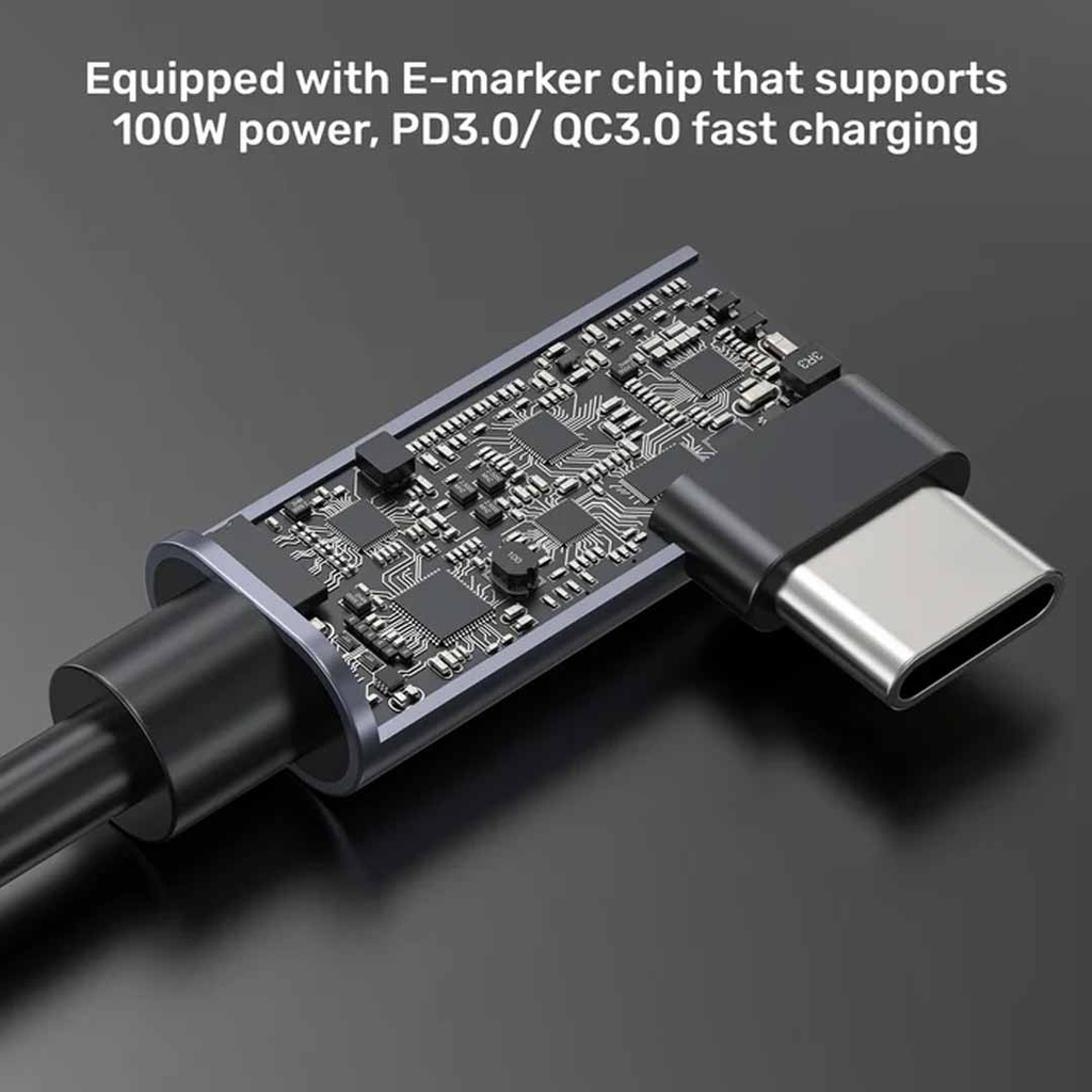 UNITEK C14147ABK01 PD 100W 1Meter USB-C Dual 90 Degree Cable